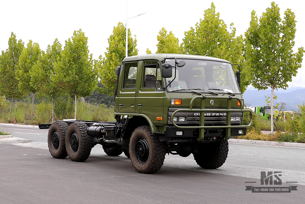 190hp Exército Verde Dongfeng EQ2102 Chassis com tração em seis rodas_6 × 6 EQ246 153 Cabine de fileira dupla Off Road Chassis_Dongfeng Exportar chassi de veículo para fins especiais