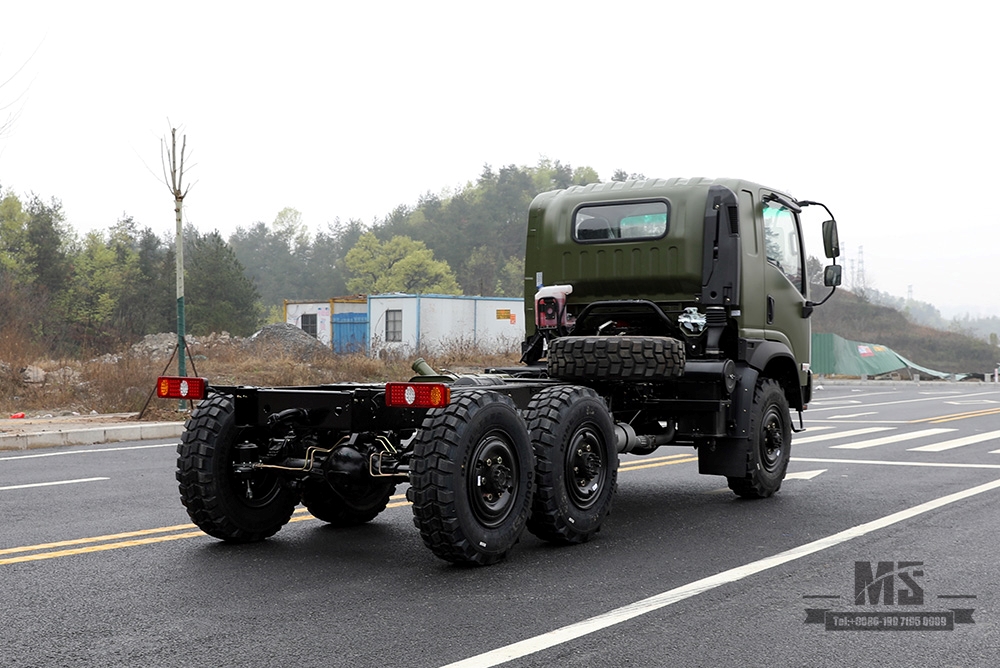 6*6 Dongfeng EQ2082 Chassis_ 6WD Chassi Verde Exército Flathead 'Bobcat' Configuração do chassi com tração nas seis rodas_Exportar chassi de caminhão especial