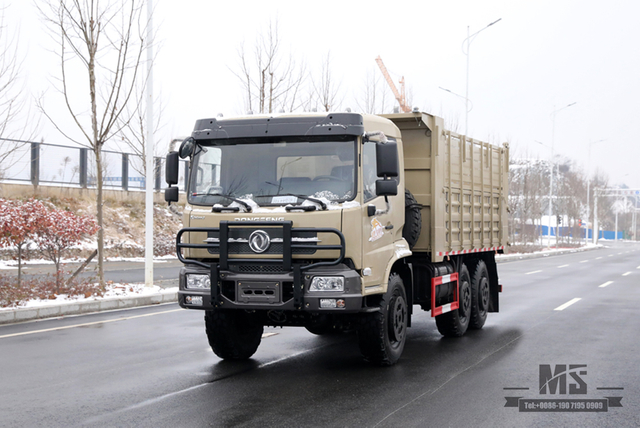 Caminhão basculante Dongfeng com tração de seis rodas_6 * 6 caixa de carga de cabeça plana defletor caminhão basculante aumentado caminhão de transporte fora de estrada_exportar veículo especial