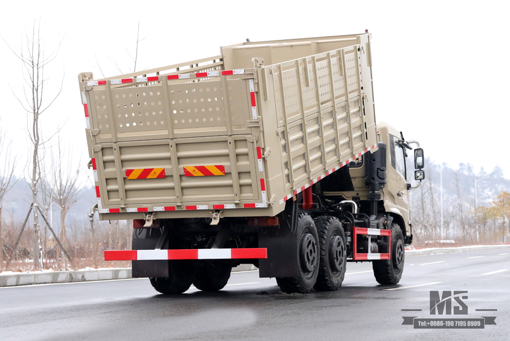 6 × 6 Camel Grey Dongfeng Caminhão basculante com tração de seis rodas_Fábrica de conversão de caminhão basculante aumentado com caixa de carga de cabeça plana_Exportação de veículo especial