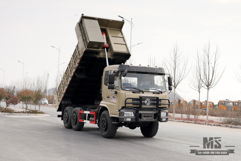 210hp 6*6 Dongfeng Caminhão basculante_ Caminhão basculante de cabeça plana com tração nas seis rodas Caminhão de transporte fora de estrada para venda_Exportação de veículo especial