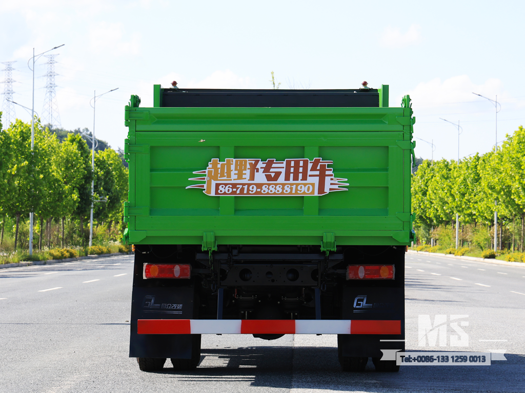 Dongfeng 10 Ton Four-wheel-drive Flat-nose Light Green Dump Truck (170 HP) | Special Export Trucks 