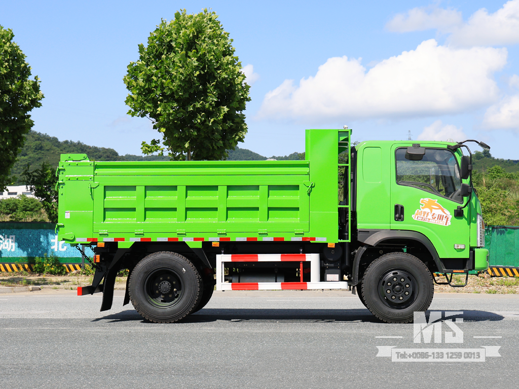 Dongfeng 10 Ton Four-wheel-drive Flat-nose Light Green Dump Truck (170 HP) | Special Export Trucks 
