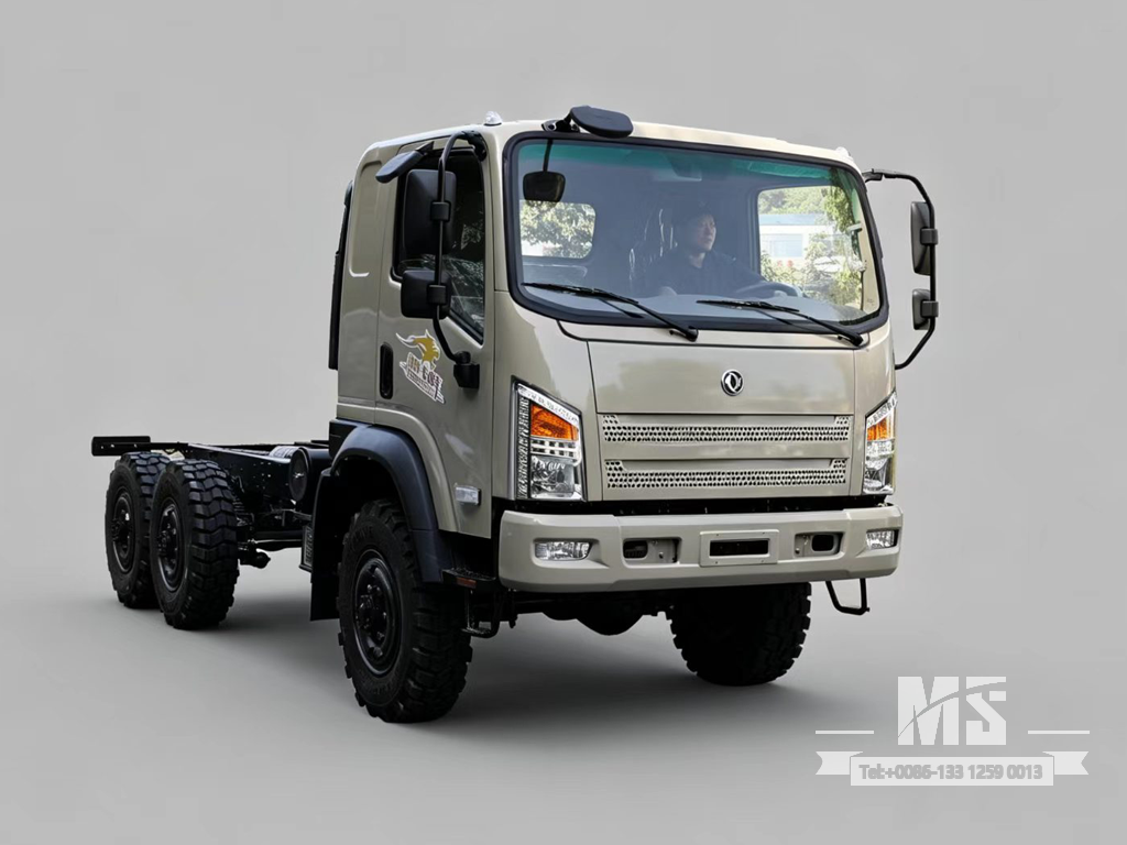 Dongfeng 6×6 EQ2082 Chassis_6*6 190hp Caminhão de cabeça chata Chassi com tração nas seis rodas para venda_ Chassi especial de caminhões de exportação 