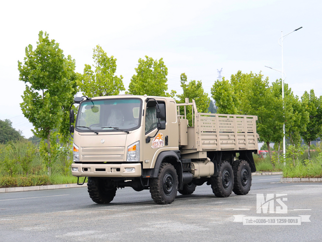 Caminhão de carga cinza camel de ponta chata Dongfeng de 7 toneladas com tração nas seis rodas (170 HP) | Caminhões Especiais de Exportação 
